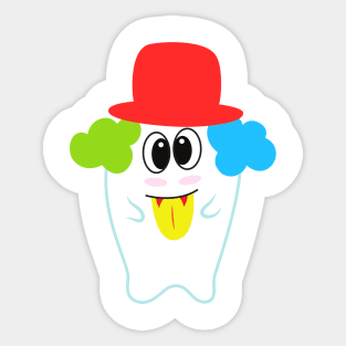 happy clown ghost with hat Sticker